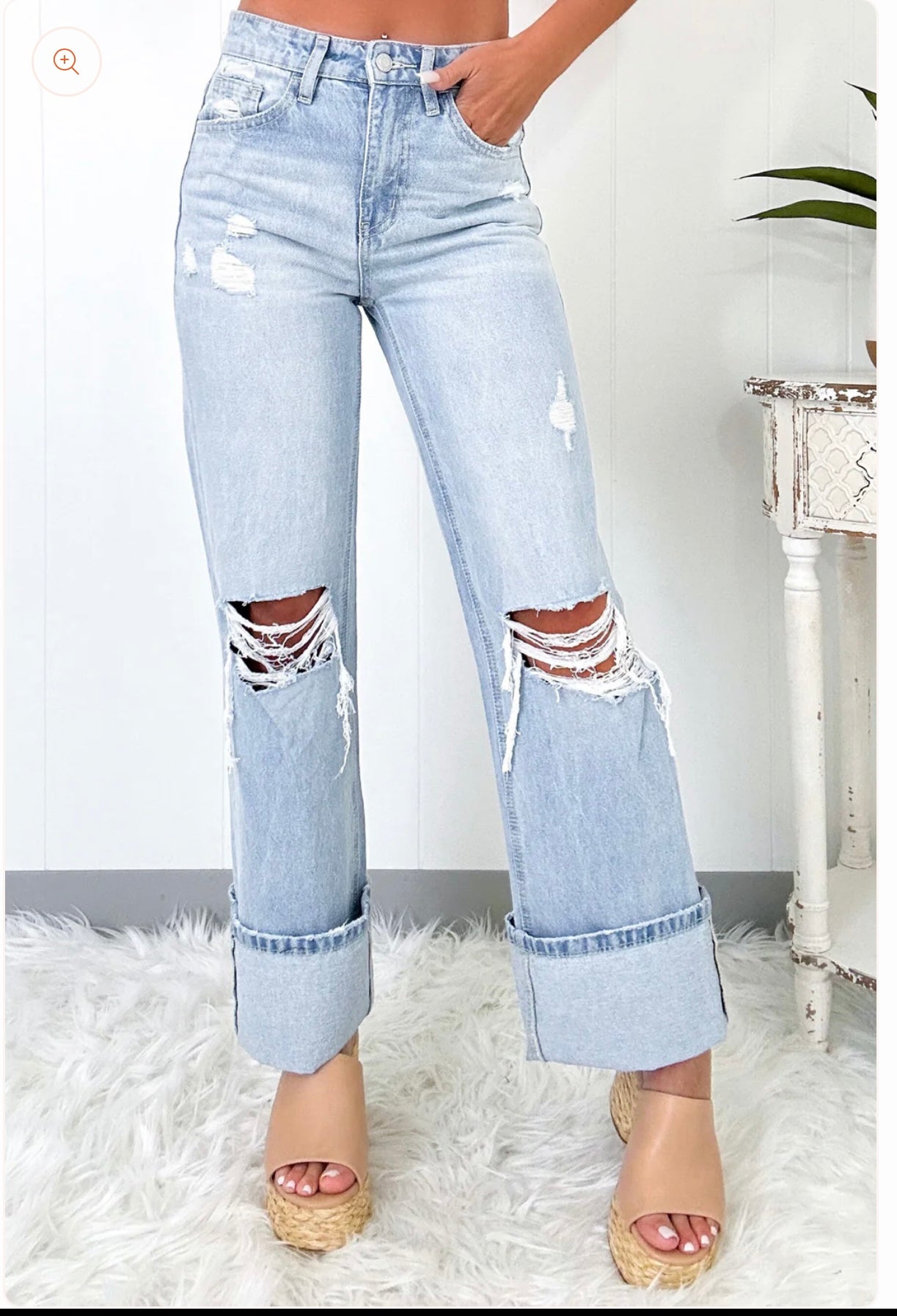 Light Wash Distressed Flare Jeans
